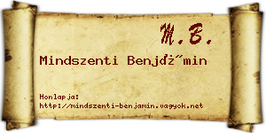 Mindszenti Benjámin névjegykártya
